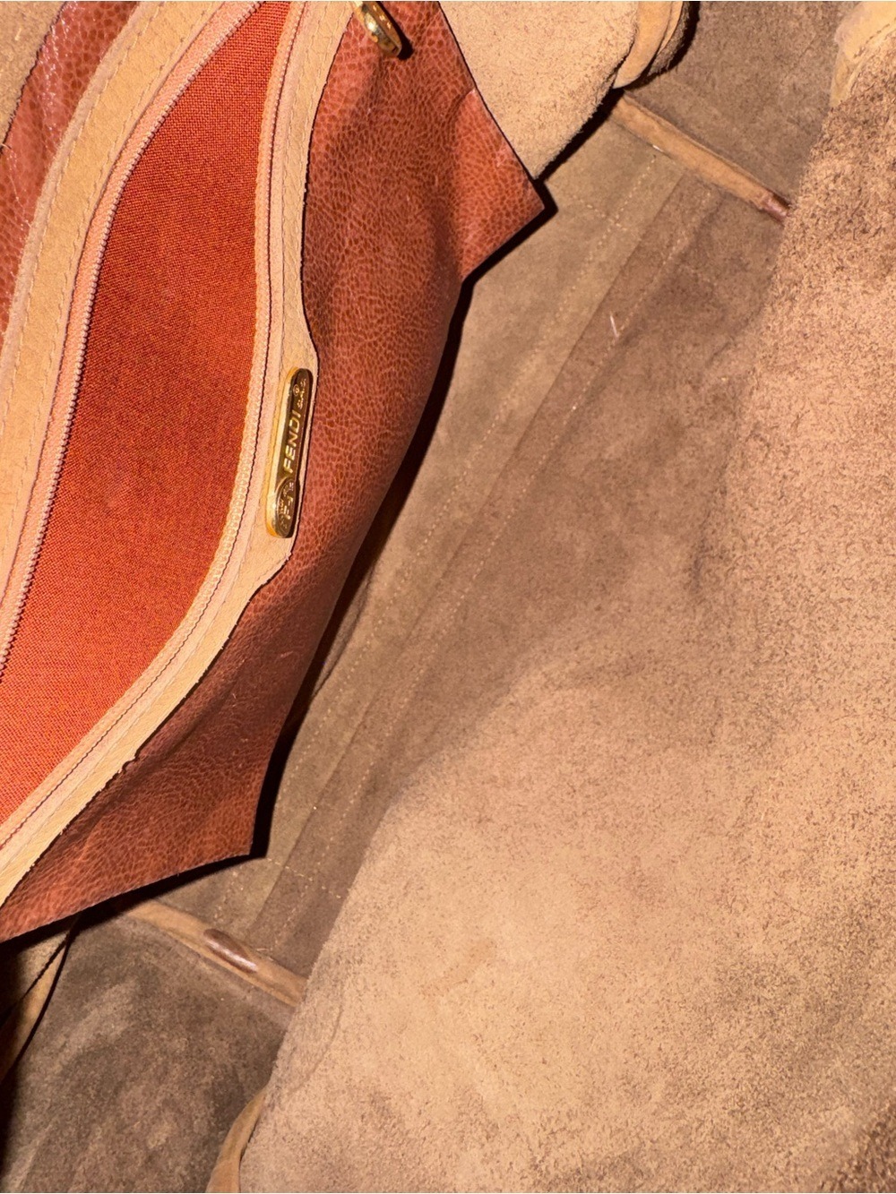 Fendi Tan Leather Tote with Croc Trim and Medallion - Picture 11 of 16